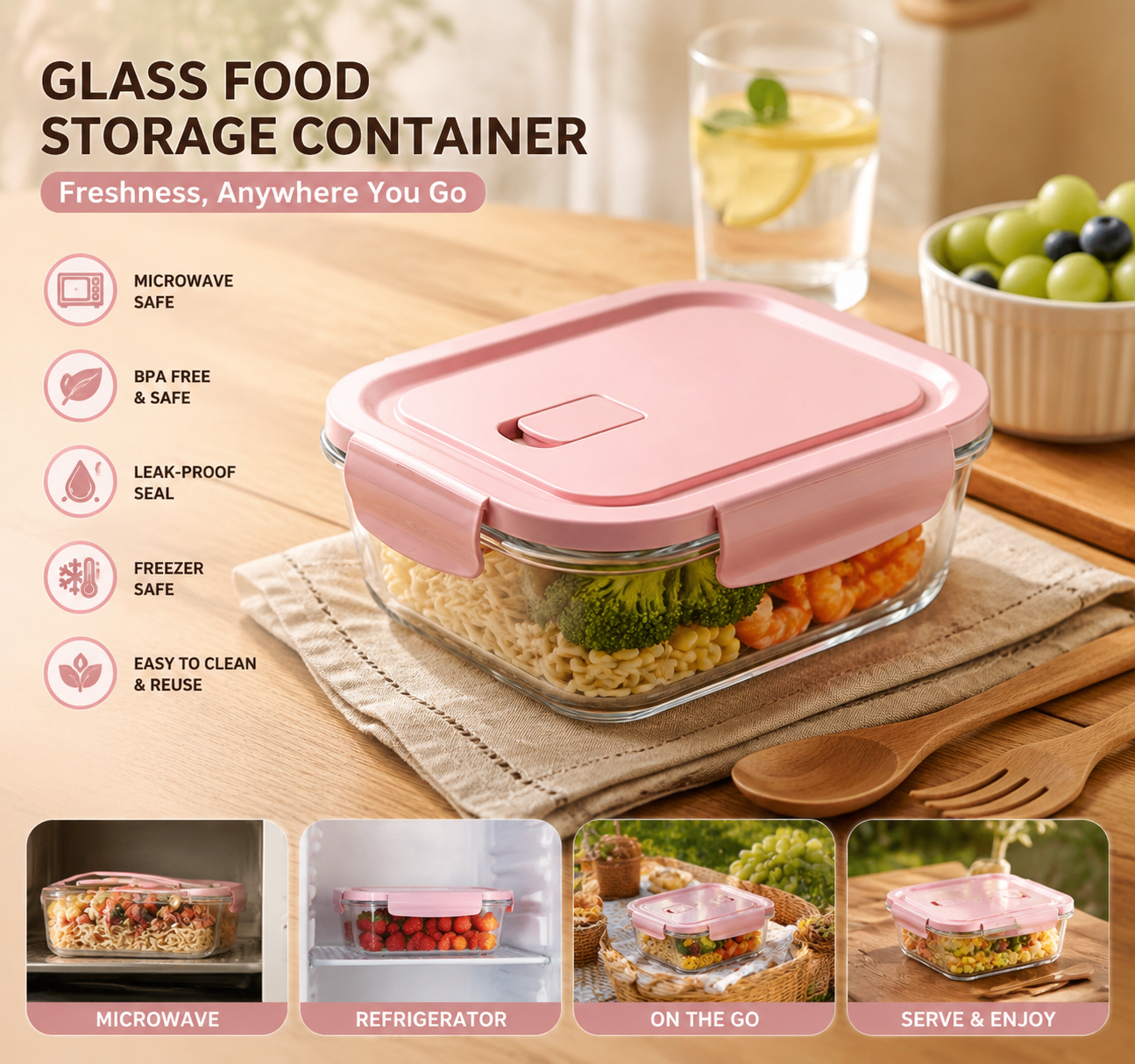 Food Storage Home - High Borosilicate Glass Food Storage Container