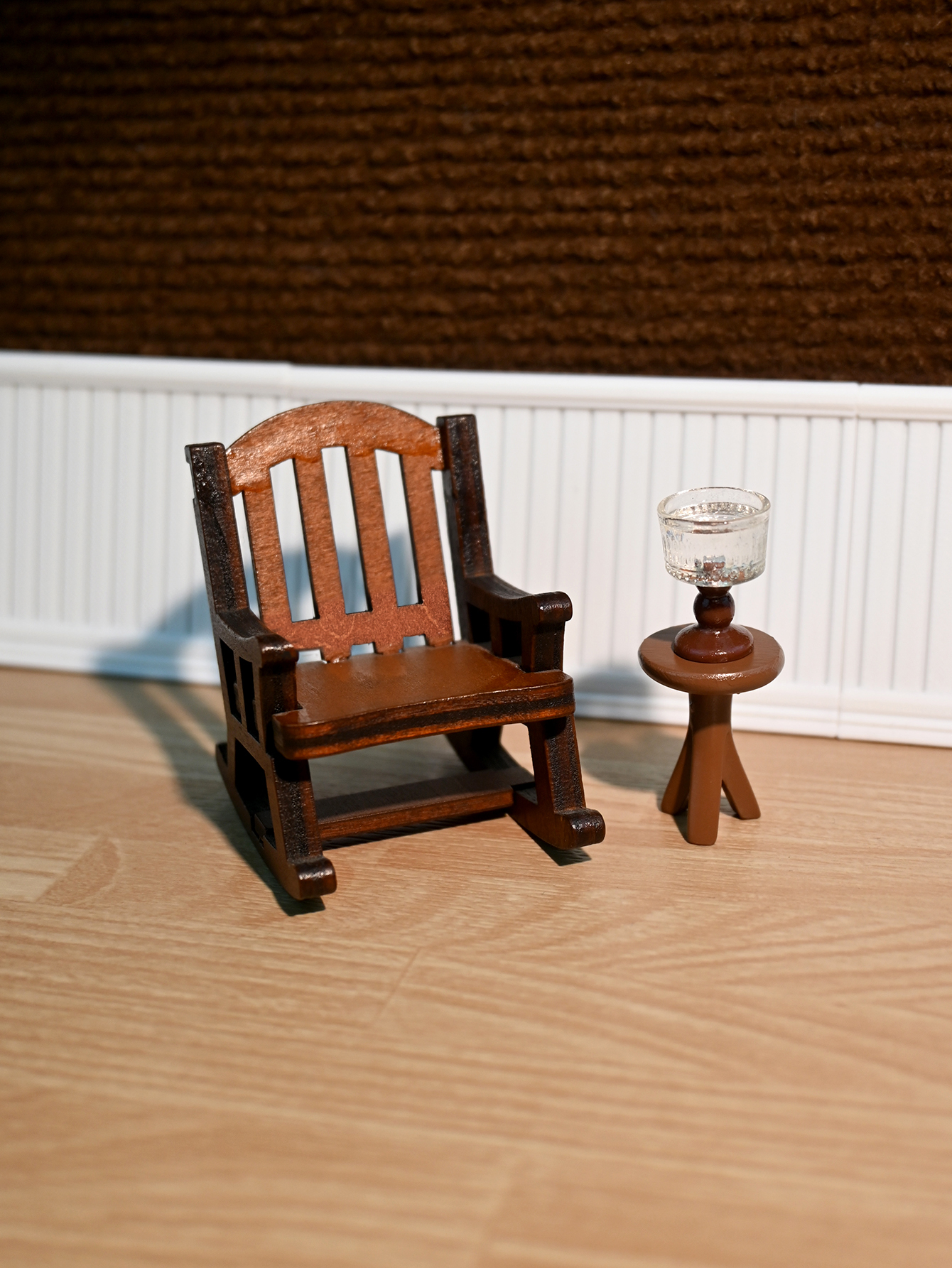 Food Storage On Table - Miniature Rocking Chair, Miniature Desk Lamp,