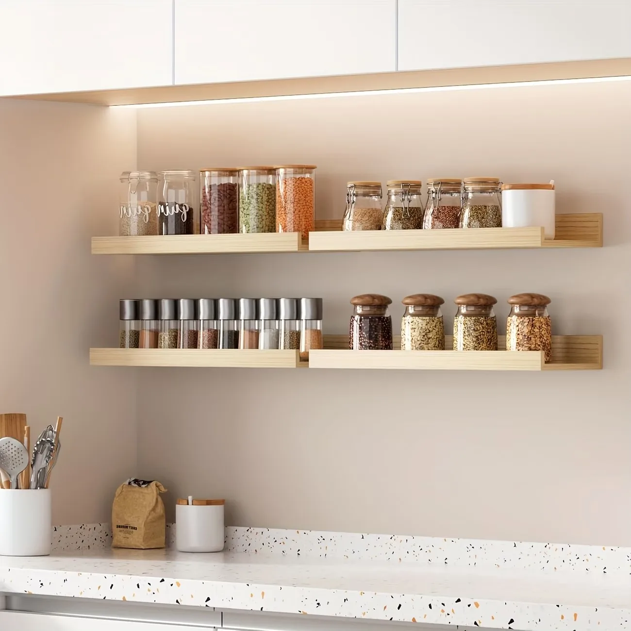 Rustic Wood Floating Wall Shel – Food Storage Shelving Bewertung und Preis
