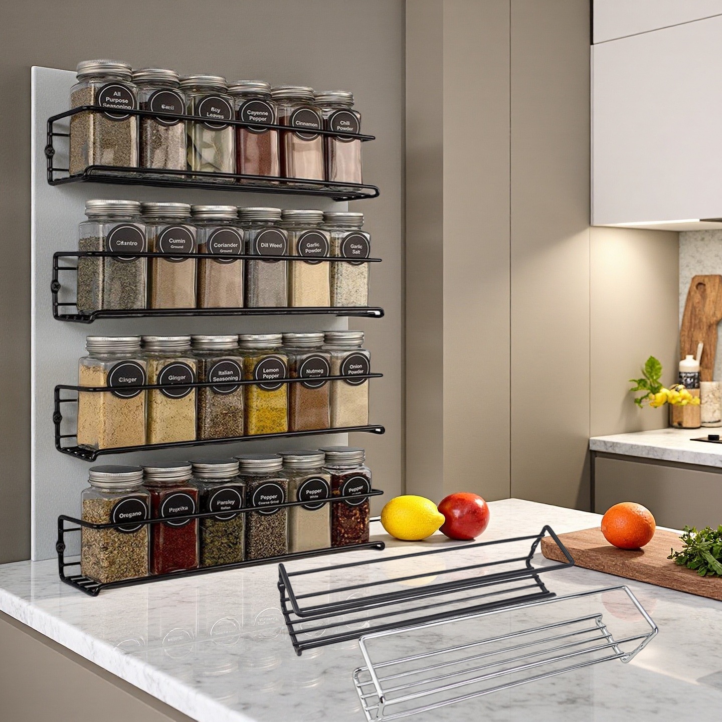 2PCS Kitchen Spice Rack Metal  – Food Storage Shelving Bewertung und Preis