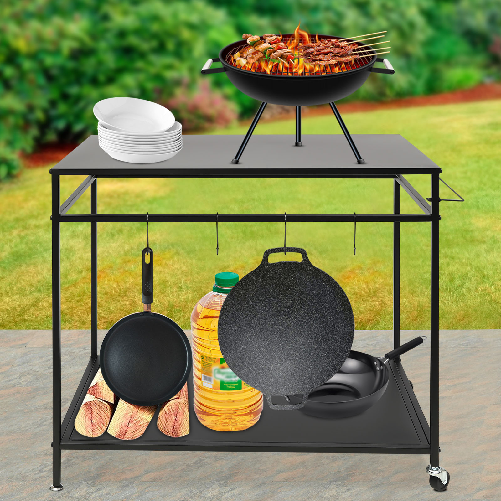Double-Shelf Movable Cooking T – Food Storage Shelving Bewertung und Preis