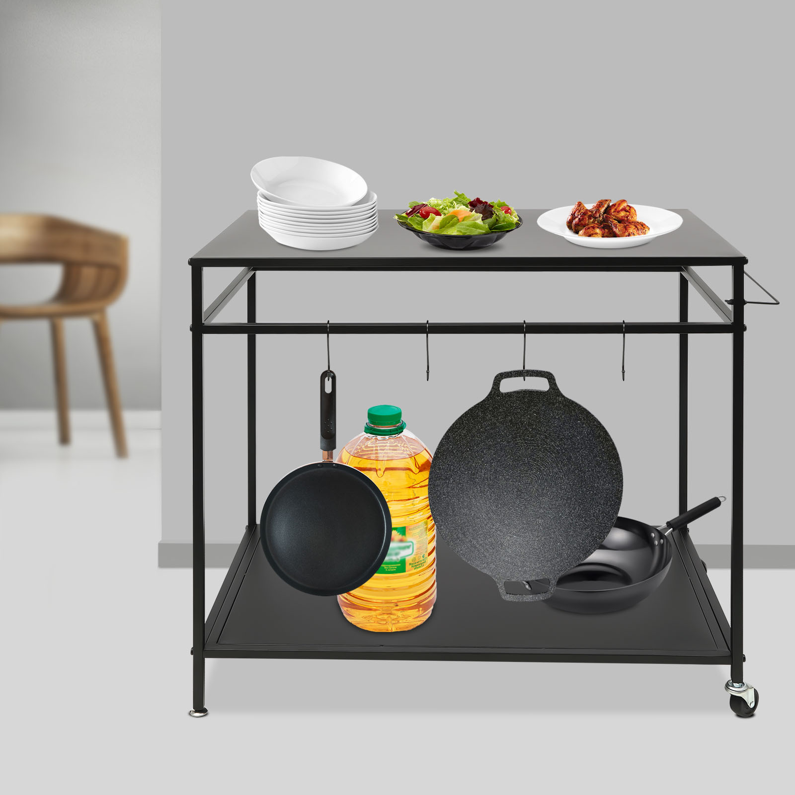 Double-Shelf Movable Cooking T – Food Storage Shelving Bewertung und Preis